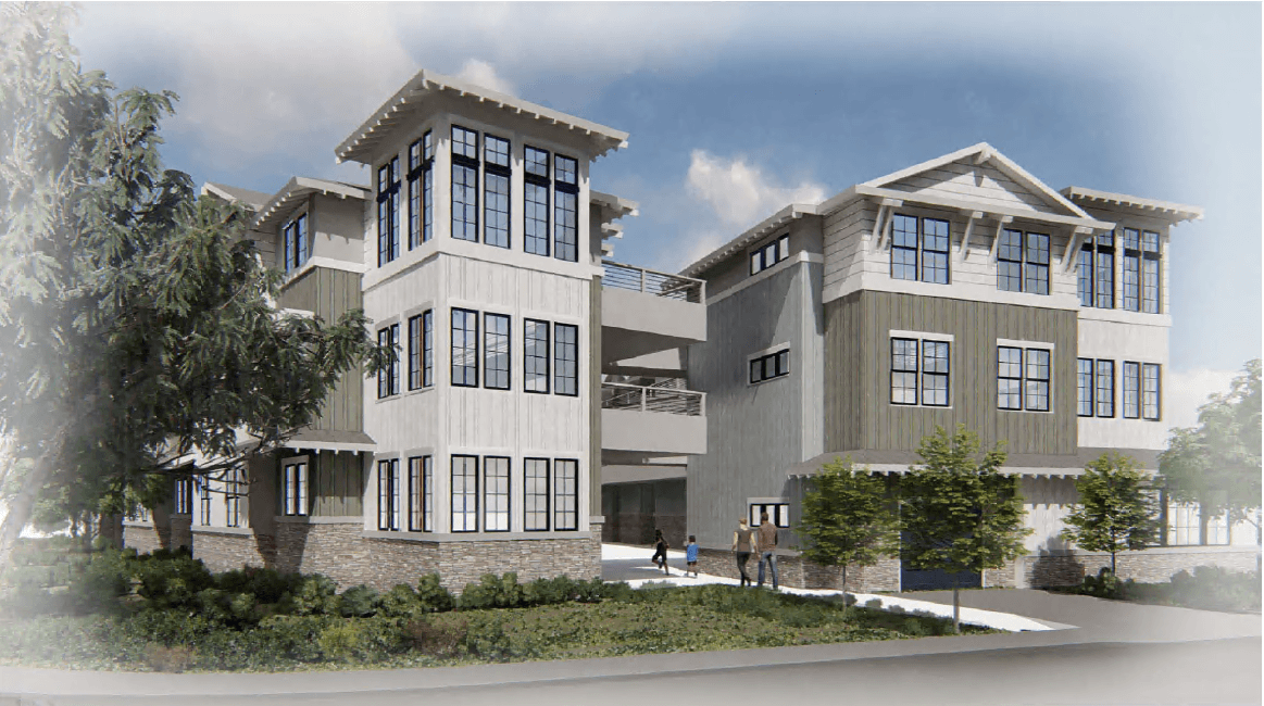 a rendering of a large apartment building